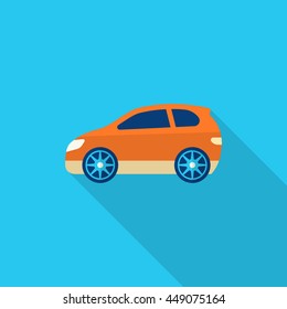 Sport car icon, Vector flat long shadow design. Racing concept.