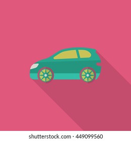 Sport car icon, Vector flat long shadow design. Racing concept.