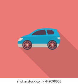 Sport car icon, Vector flat long shadow design. Racing concept.