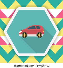 Sport car icon, Vector flat long shadow design. Racing concept.