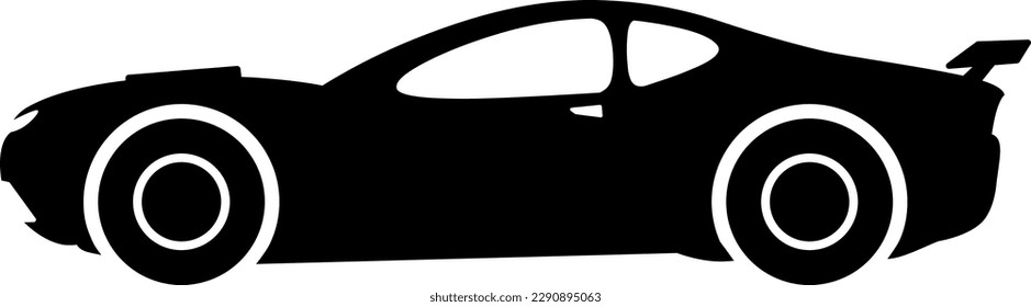 Sport car icon vector. Vector illustration of fast sport car for race. Vehicle icon of car for design regarding transportation, automotive and automobile. Silhouette of transportation