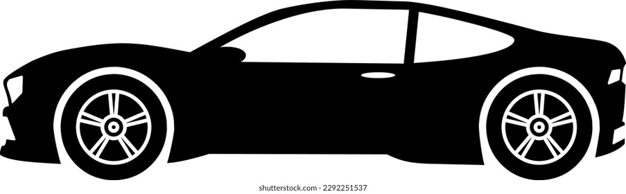 Sport car icon vector. Vector illustration of sport car. Vehicle icon of fast car for design regarding transportation, race, automotive and automobile. Silhouette of sport vehicle