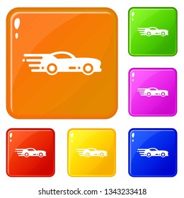 Sport car icons set collection vector 6 color isolated on white background