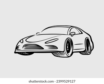 Sport car illustration. Printable Cartoon illustration.  