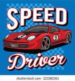 sport car illustration, t-shirt illustration, sport, boys