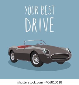 Sport car isolated. Retro car isolated. 