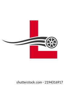 Sport Car Letter L Automotive Car Repair Logo Design Concept With Transport Tire Icon Vector Template