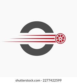 Sport Car Letter O Automotive Logo Concept With Transport Tyre Icon 