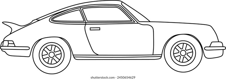 Sport car line art for coloring book page