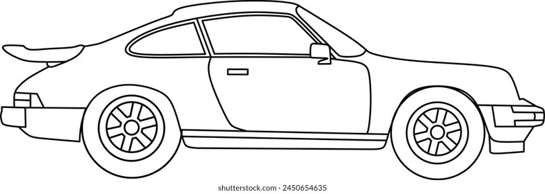 Sport car line art for coloring book page