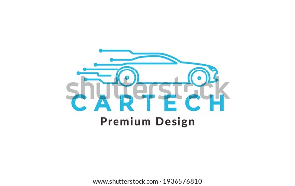 sport car lines with tech connect logo vector\
symbol icon illustration\
design