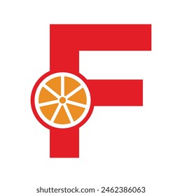Sport car Logo combine with letter F vector template