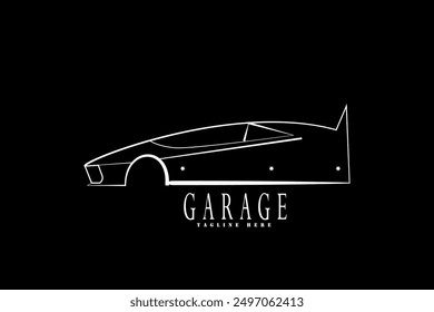 Sport car logo, garage car logo clipart isolated on black background