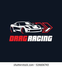 Sport car logo illustration, Drag racing.