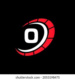 Sport Car Logo On Letter O Speed Concept. Car Automotive Template For Cars Service, Cars Repair With Speedometer O Letter Logo Design