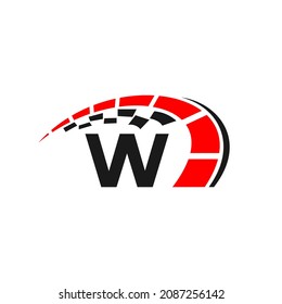 Sport Car Logo On Letter W Speed Concept. Car Automotive Template For Cars Service, Cars Repair With Speedometer W Letter Logo Design