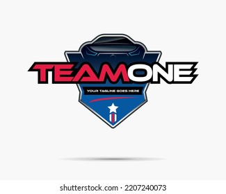 Sport Car Logo Shield Design Emblem Team One 