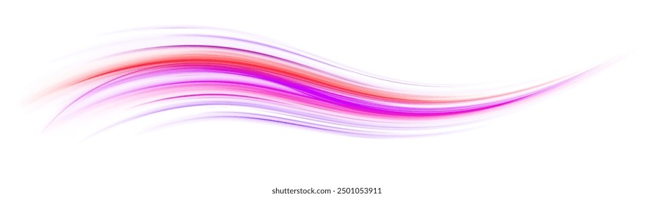 El coche deportivo está hecho de polígonos, líneas y puntos conectados. Coches de carreras efectos de flash dinámico carretera de la ciudad con luz nocturna de larga exposición. Vector PNG brillo luz fuego fuego rastro.	