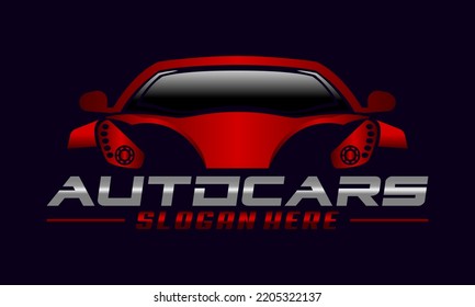 Sport Car Modern Logo design vector Premium Vector. Automotive Logo Vector Template. Glossy Car Logo design.  Auto style car logo design with concept sports vehicle icon silhouette with light grey,