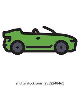 Icono de contorno del techo abierto del coche deportivo. Ilustración de transporte para plantillas, diseño web e infografías
