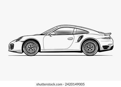 Imagen vectorial del contorno del coche deportivo. Arte de vehículos.