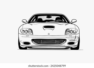 Sport car outline vector image. Vehicle art.