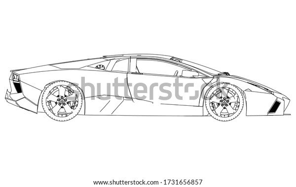 Sport car in outline. Sport vehicle template
vector isolated on
white.