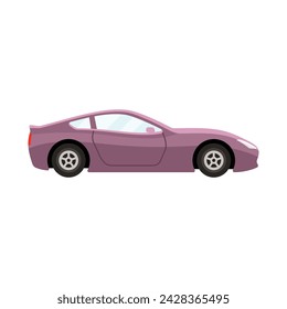 Sport car purple coloured flat style vector illustration