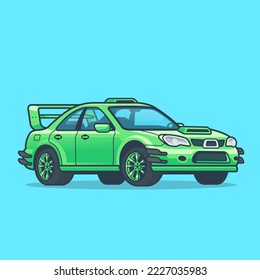 Sport Car Racing Cartoon Vector Icon Illustration. Transportation Object Icon Concept Isolated Premium Vector. Flat Cartoon Style