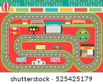 Sport car racing track play mat for children activity and entertainment. Racing competition championship facilities, endless road, stadium environment.