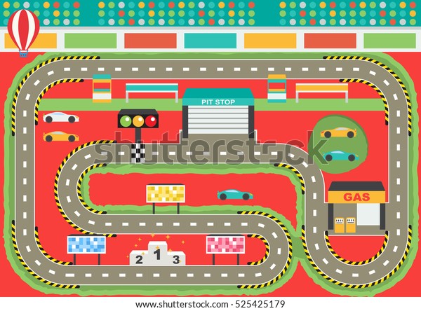 Sport Car Racing Track Play Mat Stock Vector Royalty Free 525425179