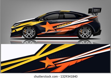 Sport car racing wrap design. vector design.
