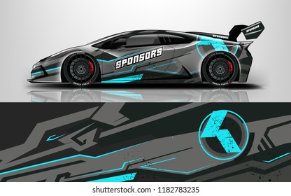 Sport Car Racing Car Wrap. Hyper Car Abstract Racing Line.