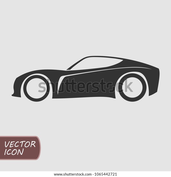 Sport car side silhouette. Flat icon stock\
vector illustration.