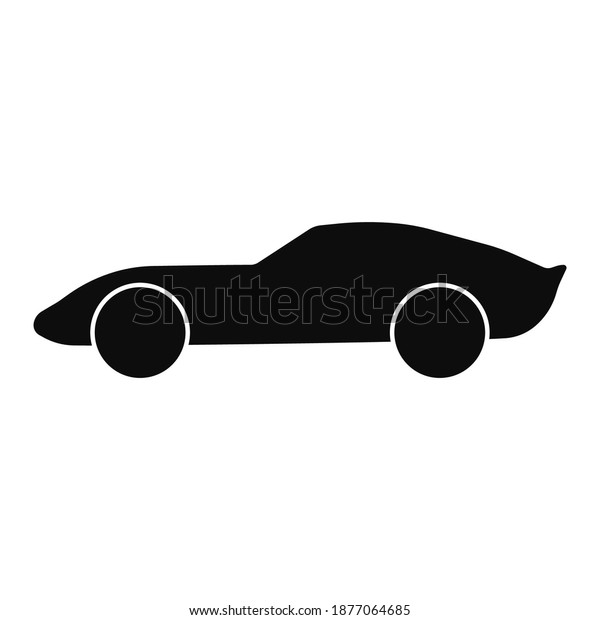 Sport car side view black silhouette vector\
icon isolated on white\
background