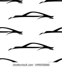 Sport Car Silhouette Seamless Pattern