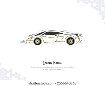 Sport Car simple doodle flat vector art for wall decoration landscape. vector illustration simple image. collection of transportation cartoon illustrations. for room decoration, events, etc