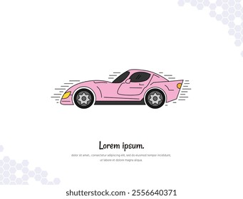 Sport Car simple doodle flat vector art for wall decoration landscape. vector illustration simple image. collection of transportation cartoon illustrations. for room decoration, events, etc