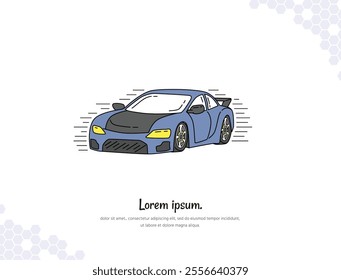 Sport Car simple doodle flat vector art for wall decoration landscape. vector illustration simple image. collection of transportation cartoon illustrations. for room decoration, events, etc