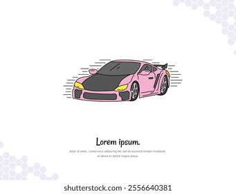 Sport Car simple doodle flat vector art for wall decoration landscape. vector illustration simple image. collection of transportation cartoon illustrations. for room decoration, events, etc