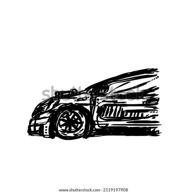 Sport car sketch logo icon sign Hand drawn Rally\
emblem Ink decoration concept Dirty pencil style Cartoon doodle\
design Fashion print clothes apparel greeting invitation card flyer\
poster ad banner