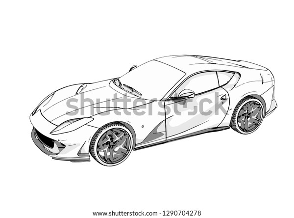 sport car sketch with
shadows vector