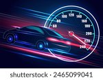 Sport car speedometer for darkblue color background.High speed movement design.Vector illustration.