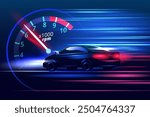 Sport car speedometer for darkblue color background.High speed movement design.Vector illustration.