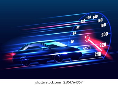 Sport car speedometer for darkblue color background.High speed movement design.Vector illustration.