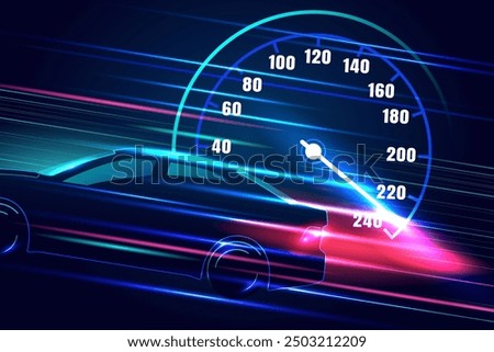 Sport car speedometer for darkblue color background.High speed movement design.Vector illustration.