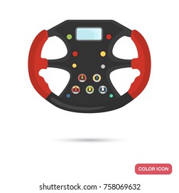 Sport car steering wheel color flat icon