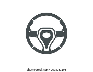 Sport car steering wheel icon isolated on white background