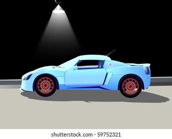 sport car and street lamp, abstract vector art illustration