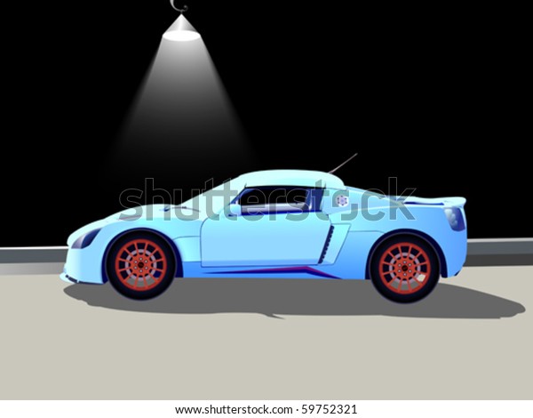 sport car and street lamp, abstract vector
art illustration